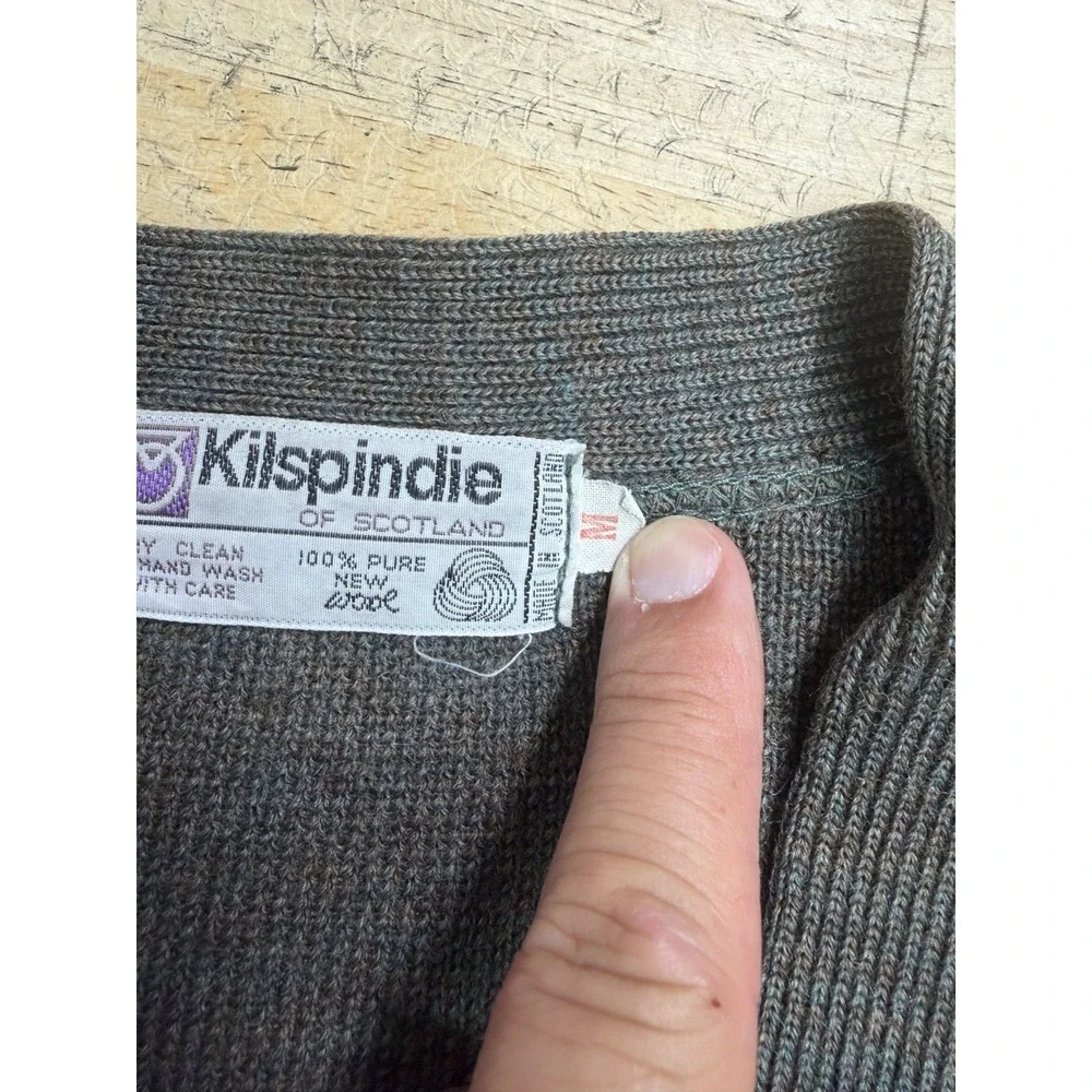 Mens Kilspindie Of Scotland Cardigan Size M Green 100% Virgin Wool Made in U.K.